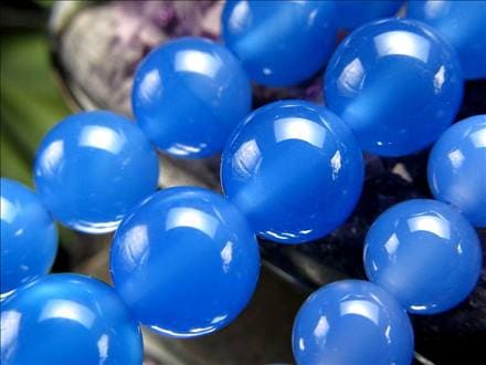 ブルーアゲート 青瑪瑙 アゲート ビーズ連 連材