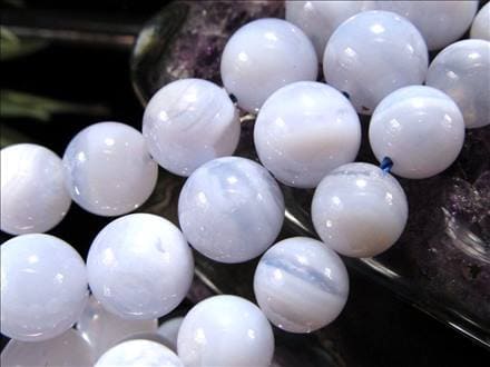 ブルーレースアゲート 空色縞瑪瑙 アゲート ビーズ連 連材