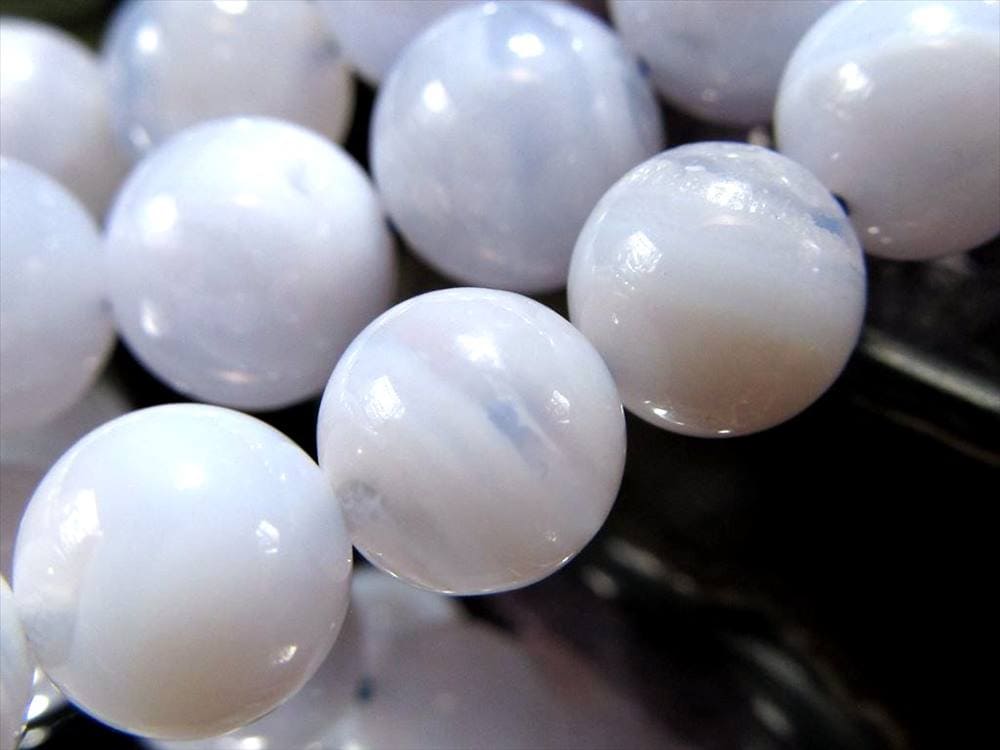 ブルーレースアゲート 空色縞瑪瑙 アゲート ビーズ連 連材