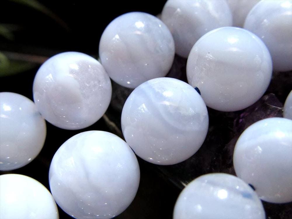 ブルーレースアゲート 空色縞瑪瑙 アゲート ビーズ連 連材