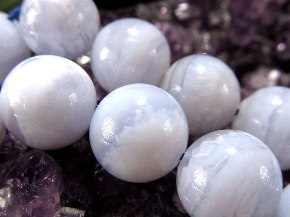 ブルーレースアゲート 空色縞瑪瑙 アゲート ビーズ連 連材