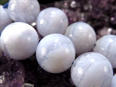 ブルーレースアゲート 空色縞瑪瑙 アゲート ビーズ連 連材