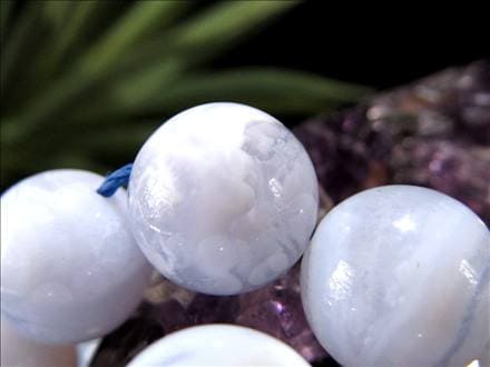 ブルーレースアゲート 空色縞瑪瑙 アゲート ビーズ連 連材