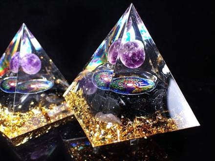 オルゴナイト ピラミッド アメジスト オブシディアン 空間浄化 安眠 魔除け 