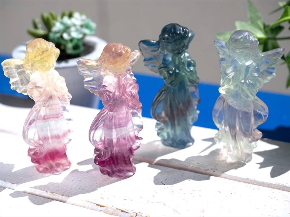 フローライト 蛍石 エンジェル 天使 置物