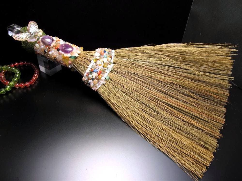 魔法のほうき 天然石 アメジスト 水晶 ローズ