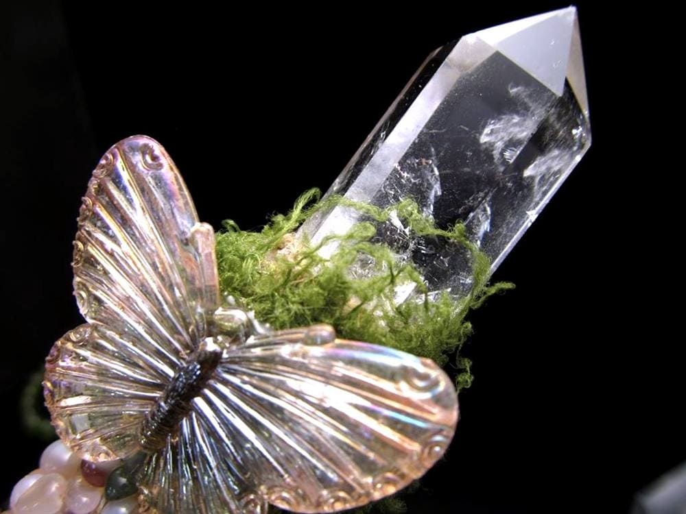 魔法のほうき 天然石 アメジスト 水晶 ローズ