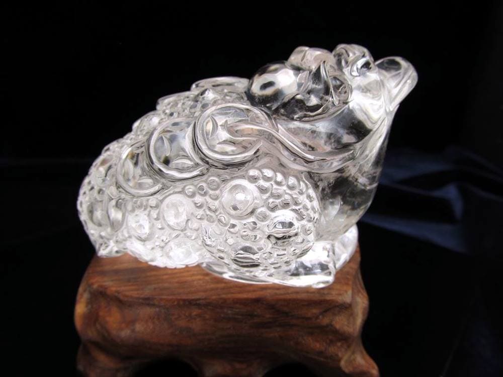 水晶 銭蛙 彫刻 置物 ブラジル産
