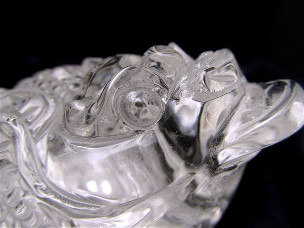 水晶 銭蛙 彫刻 置物 ブラジル産