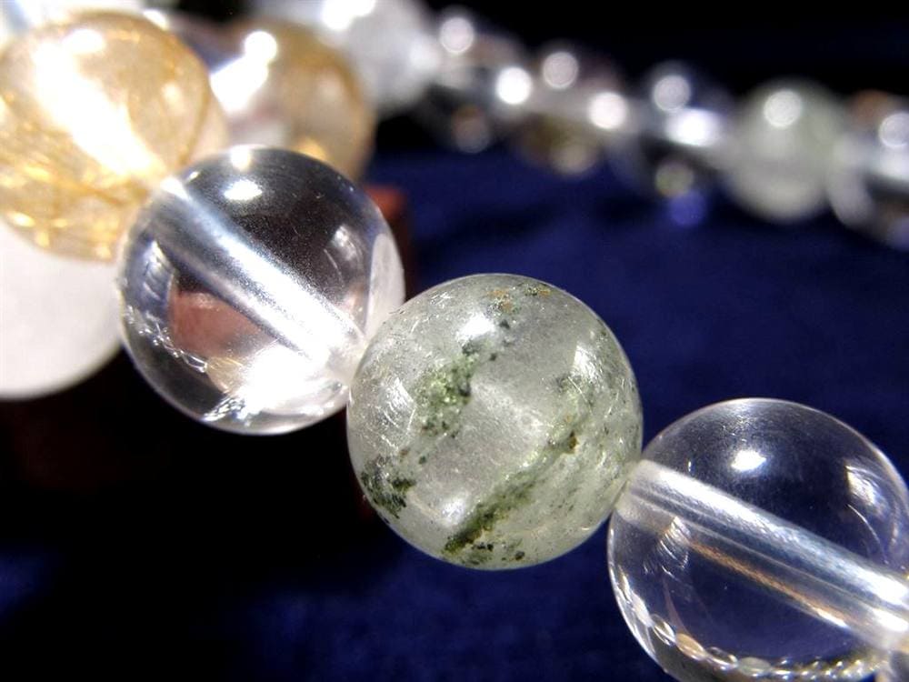 マニハール クォーツ ブレスレット ビーズ石 ヒマラヤ山脈 水晶 ゴールドルチル