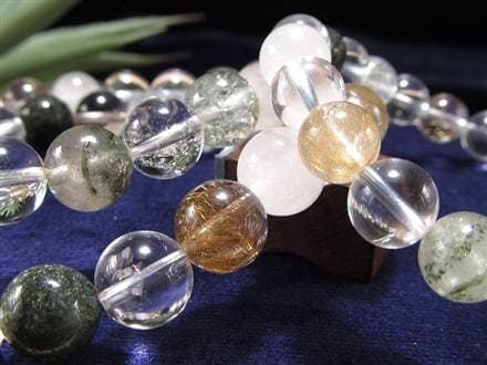 マニハール クォーツ ブレスレット ビーズ石 ヒマラヤ山脈 水晶 ゴールドルチル