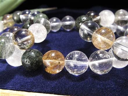 マニハール クォーツ ブレスレット ビーズ石 ヒマラヤ山脈 水晶 ゴールドルチル