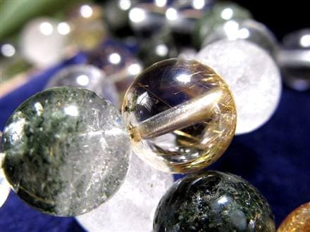 マニハール クォーツ ブレスレット ビーズ石 ヒマラヤ山脈 水晶 ゴールドルチル