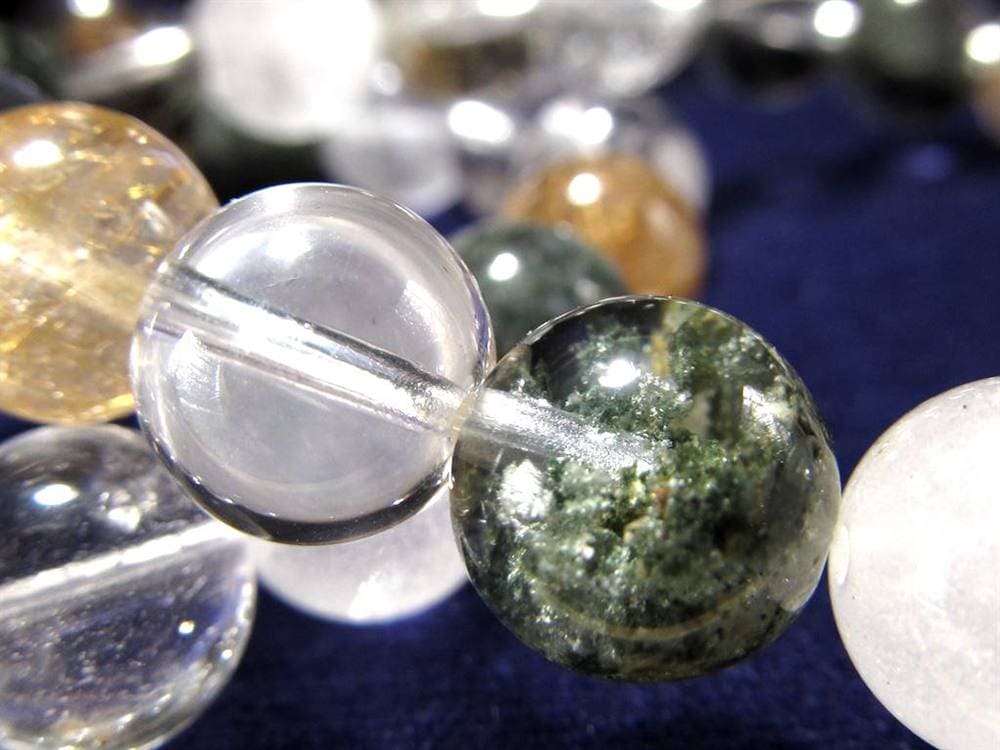 マニハール クォーツ ブレスレット ビーズ石 ヒマラヤ山脈 水晶 ゴールドルチル