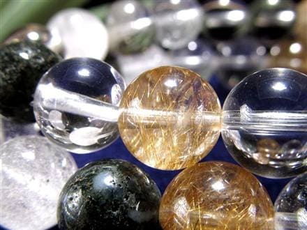 マニハール クォーツ ブレスレット ビーズ石 ヒマラヤ山脈 水晶 ゴールドルチル