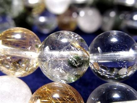 マニハール クォーツ ブレスレット ビーズ石 ヒマラヤ山脈 水晶 ゴールドルチル