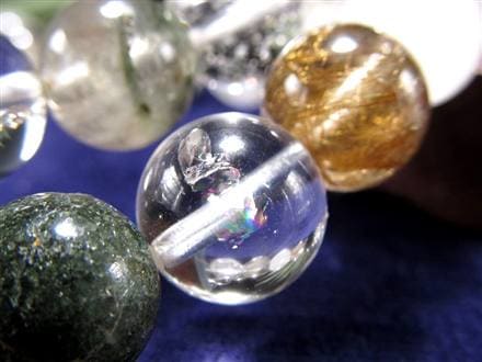 マニハール クォーツ ブレスレット ビーズ石 ヒマラヤ山脈 水晶 ゴールドルチル