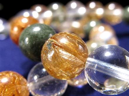 マニハール クォーツ ブレスレット ビーズ石 ヒマラヤ山脈 水晶 ゴールドルチル ガーデン水晶 クローライト