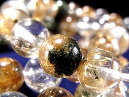マニハール クォーツ ブレスレット ビーズ石 ヒマラヤ山脈 水晶 ゴールドルチル ガーデン水晶 クローライト
