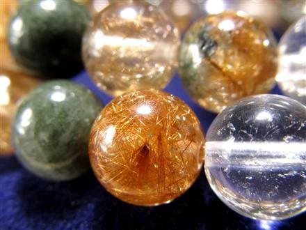 マニハール クォーツ ブレスレット ビーズ石 ヒマラヤ山脈 水晶 ゴールドルチル ガーデン水晶 クローライト