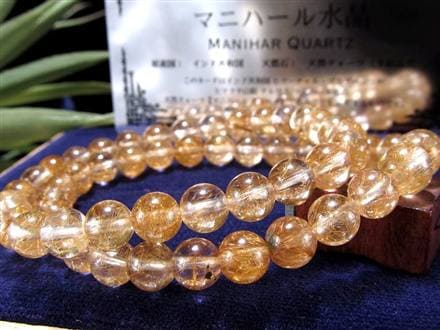 マニハール クォーツ ブレスレット ビーズ石 ヒマラヤ山脈 水晶 ゴールドルチル ガーデン水晶 クローライト