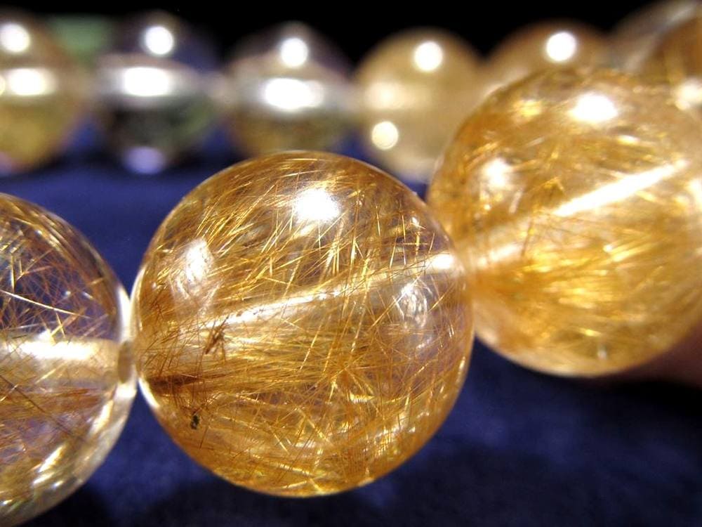 マニハール クォーツ ブレスレット ビーズ石 ヒマラヤ山脈 水晶 ゴールドルチル ガーデン水晶 クローライト