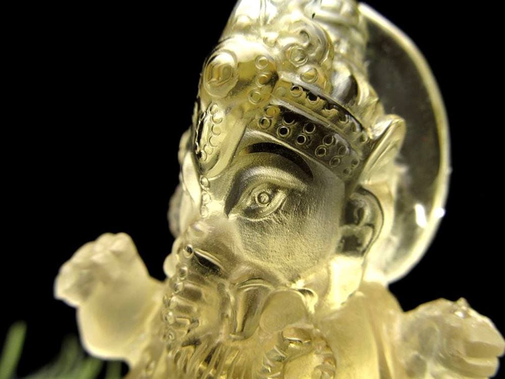 ガネーシャ シトリン 彫刻置物 夢をかなえる象 天然石