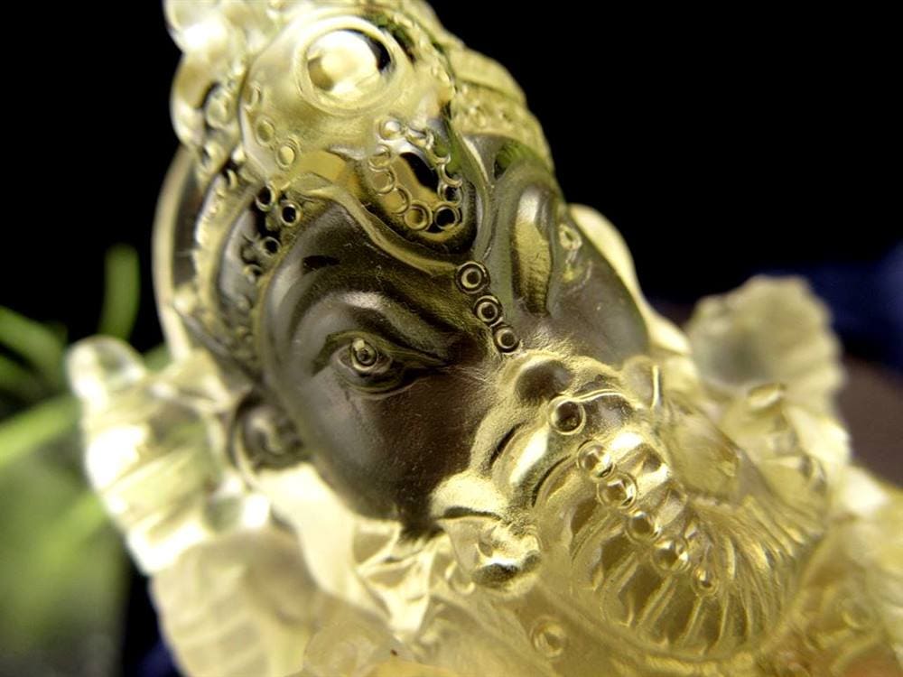 ガネーシャ シトリン 彫刻置物 夢をかなえる象 天然石