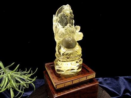 ガネーシャ シトリン 彫刻置物 夢をかなえる象 天然石