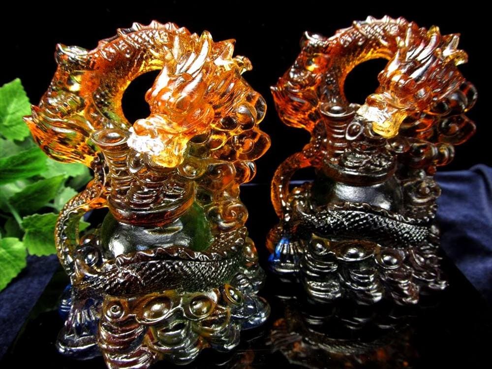 クリスタルガラス,置物,龍,ドラゴン,5本爪