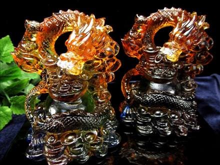 クリスタルガラス,置物,龍,ドラゴン,5本爪