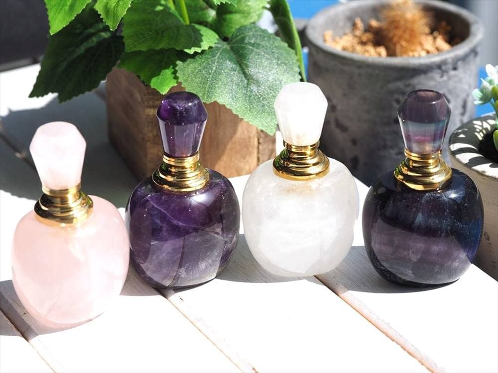 天然石アロマボトル 天然石香水瓶 ローズクォーツ 水晶 アメジスト