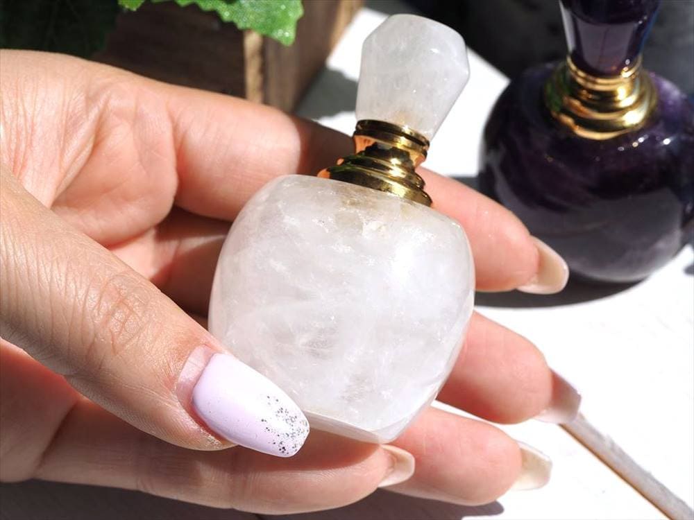 天然石アロマボトル 天然石香水瓶 ローズクォーツ 水晶 アメジスト