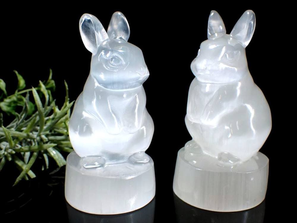 セレナイト 彫刻 置物 兎 ウサギ