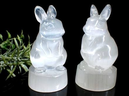 セレナイト 彫刻 置物 兎 ウサギ