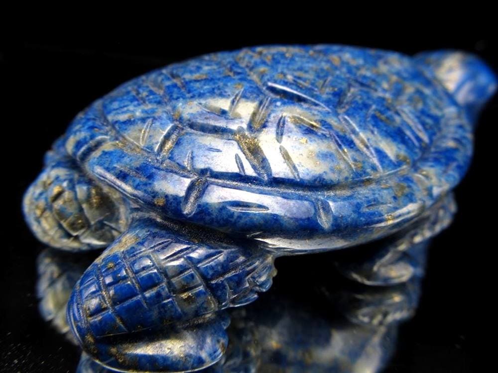 ラピスラズリ 青金石 彫刻置物 亀 天然石