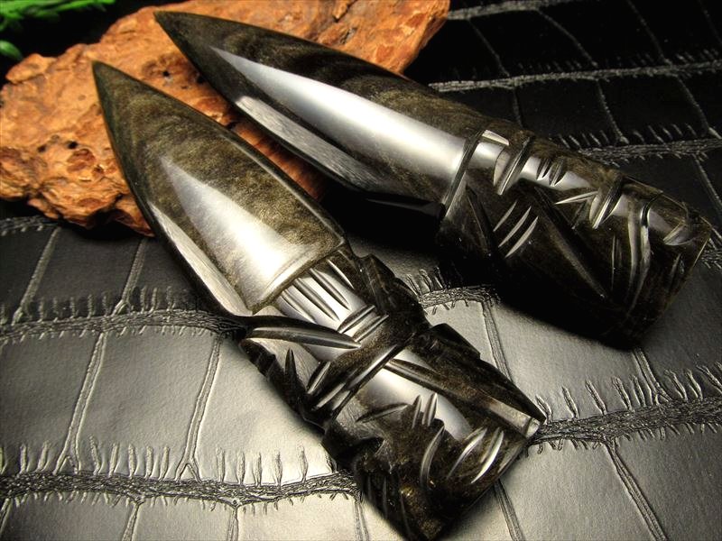 激レア 魔除けの石ナイフ 限定入荷 気品ある黒曜石使用 古来からの強力な守護石 ゴールデンシャイン オブシディアン 黒曜石 ナイフ メキシコ産