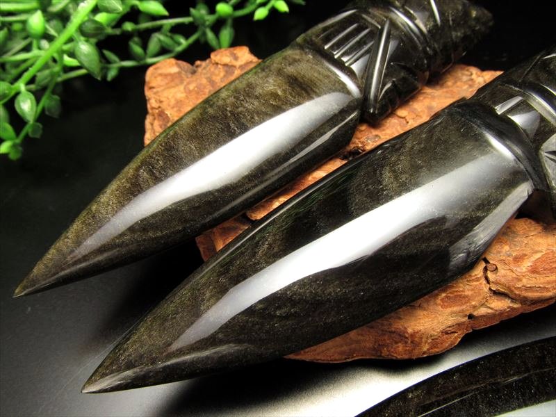 激レア 魔除けの石ナイフ 限定入荷 気品ある黒曜石使用 古来からの強力な守護石 ゴールデンシャイン オブシディアン 黒曜石 ナイフ メキシコ産