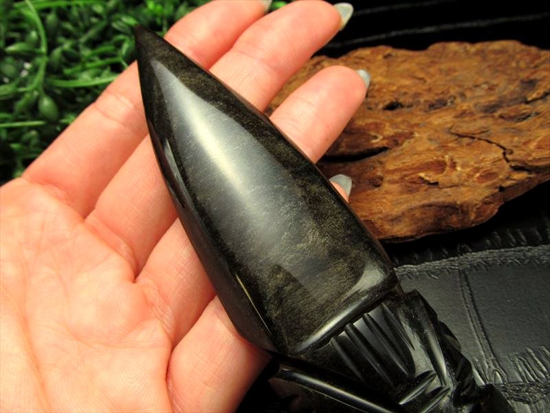 激レア 魔除けの石ナイフ 限定入荷 気品ある黒曜石使用 古来からの強力な守護石 ゴールデンシャイン オブシディアン 黒曜石 ナイフ メキシコ産