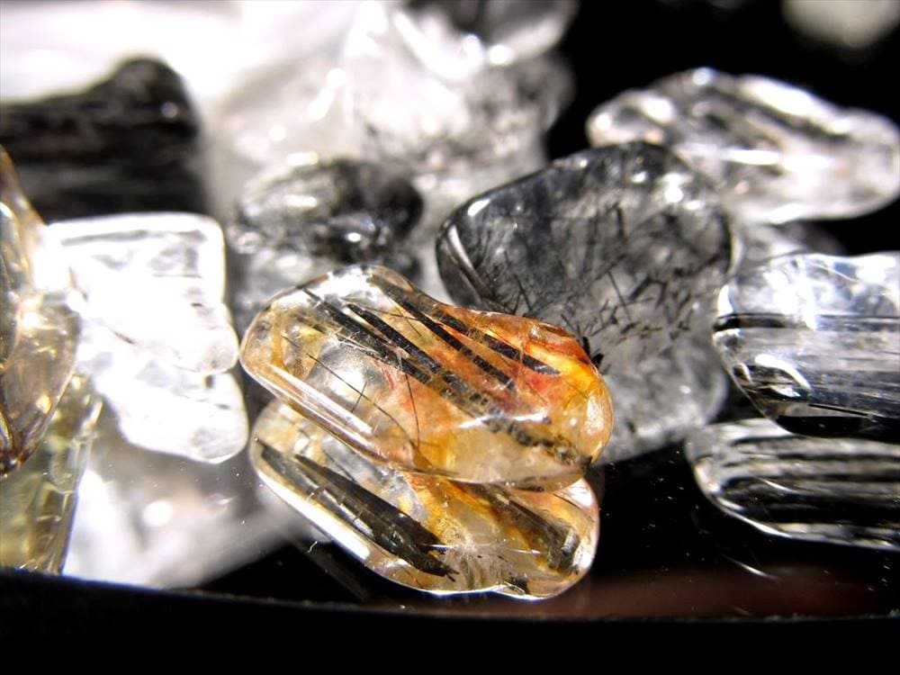 さざれ 細石 ルチルクォーツ ブラックルチルクォーツ 黒針水晶