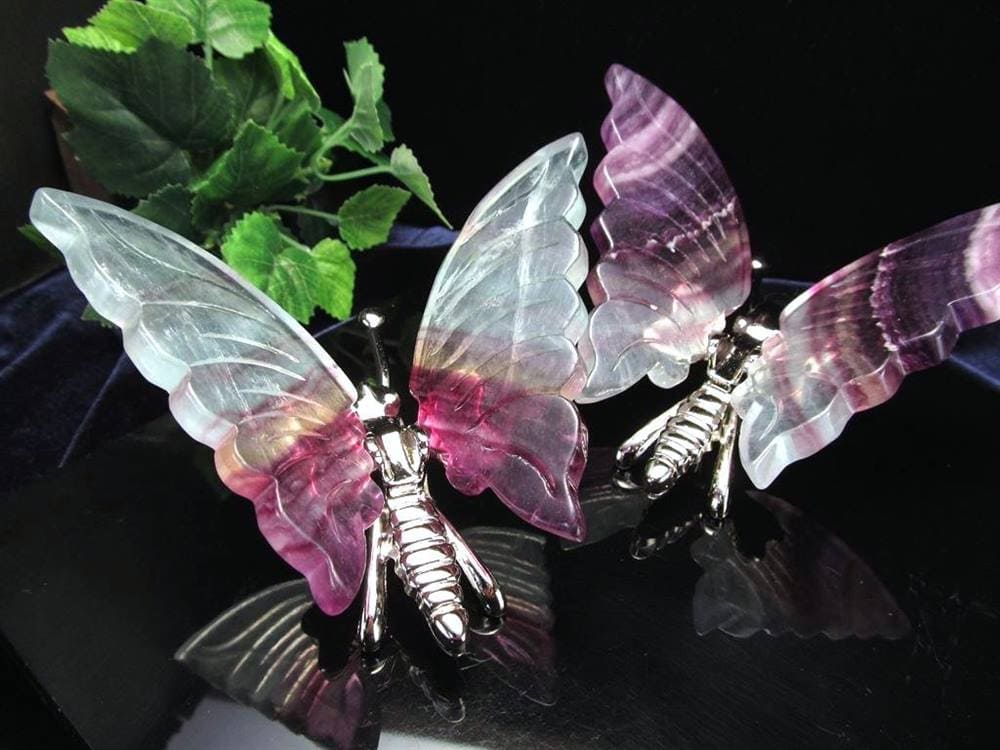 フローライト 蛍石 バタフライ 蝶 置物