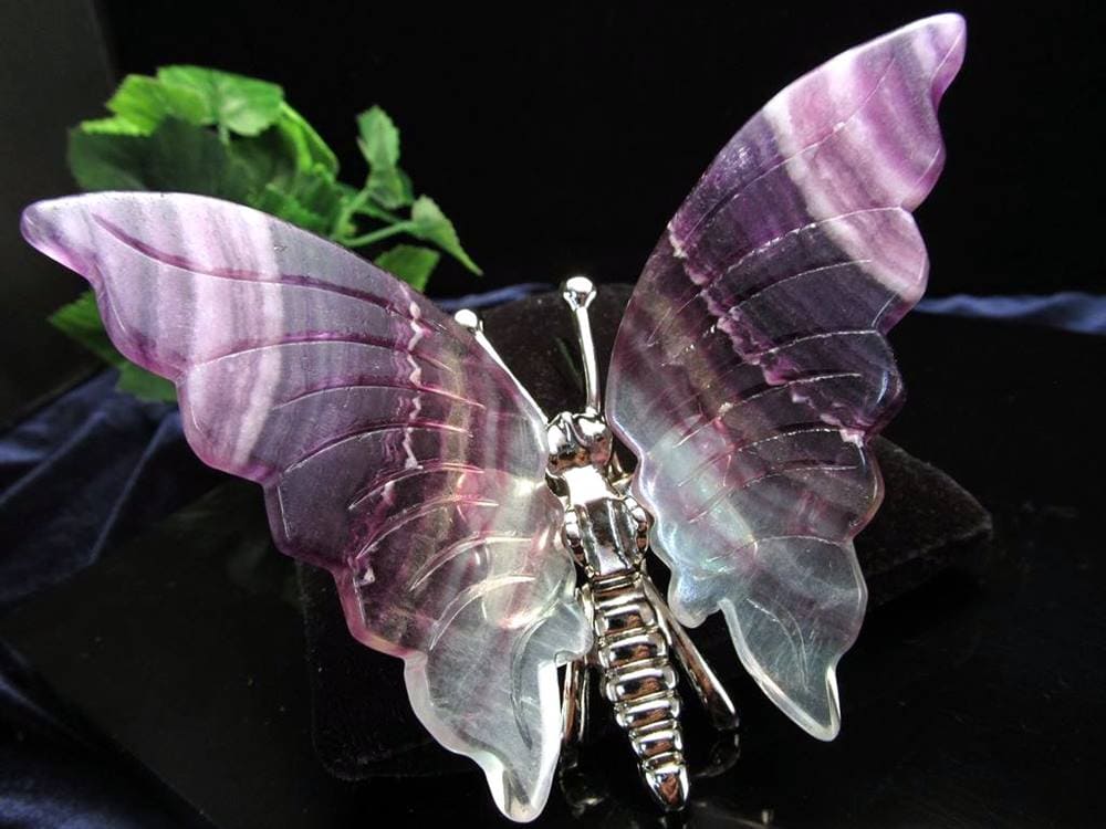 フローライト 蛍石 バタフライ 蝶 置物
