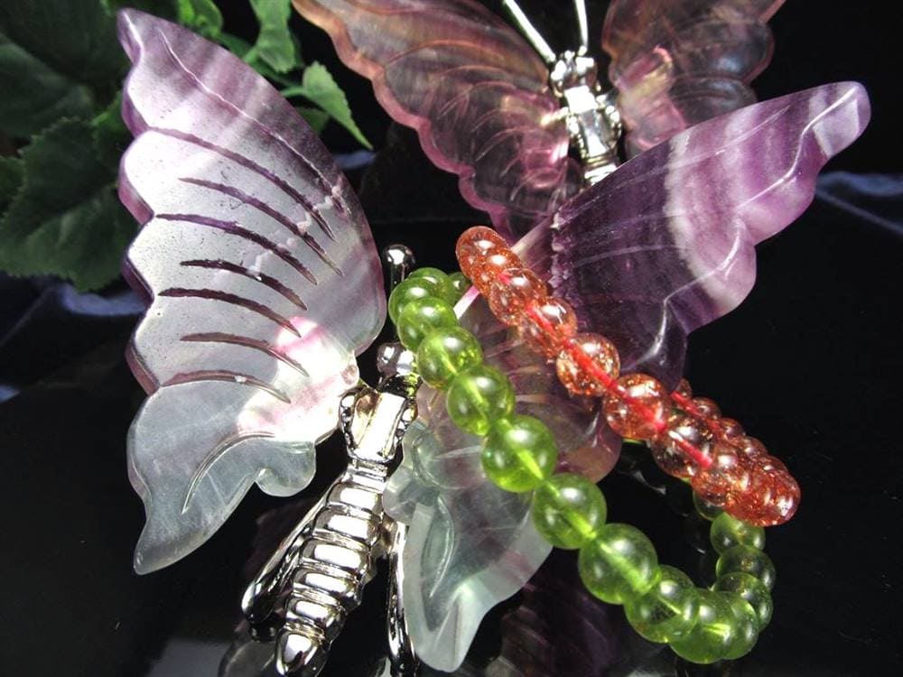 フローライト 蛍石 バタフライ 蝶 置物