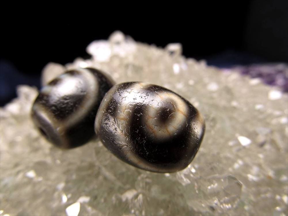 至純 朱砂 馬蹄痕 小天珠 二眼天珠