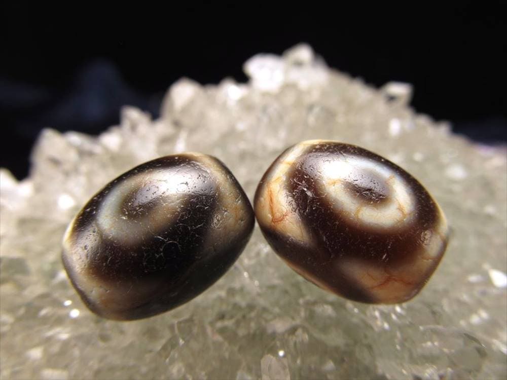 至純 朱砂 馬蹄痕 小天珠 虎牙三眼天珠