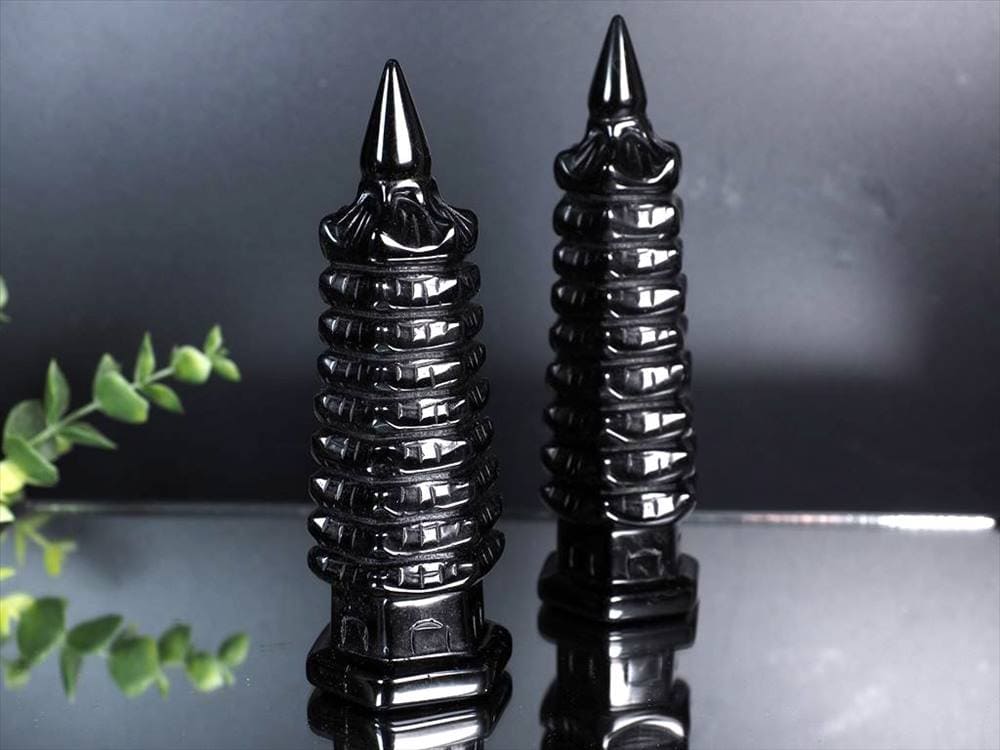 学業 文昌塔  オブシディアン 置物 風水アイテム