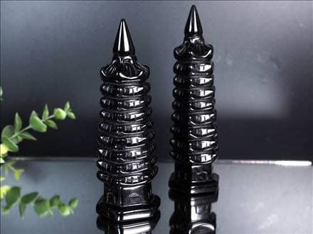 学業 文昌塔  オブシディアン 置物 風水アイテム