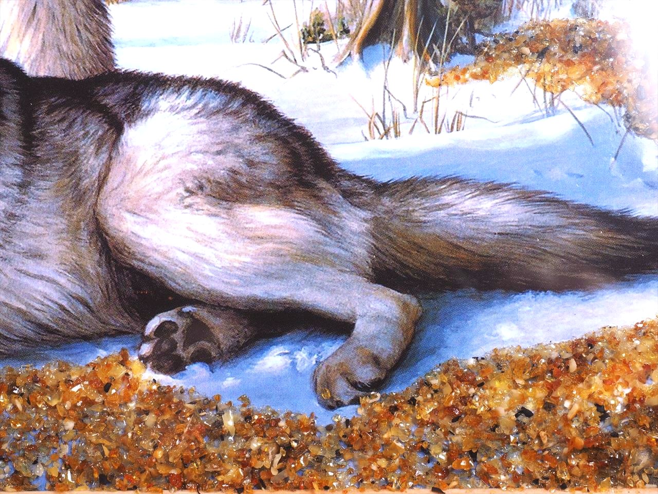 A13a☆特選一品☆ 額縁付き絵画【バルト海産天然アンバー琥珀装飾使用