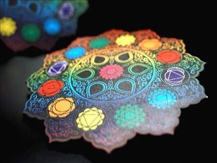 7チャクラ スピリチュアルパワー ヤントラ 木製コースター チャクラ