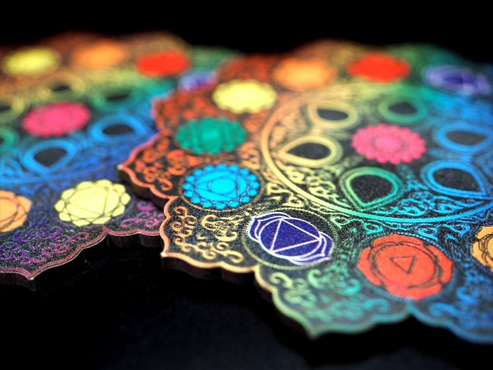 7チャクラ スピリチュアルパワー ヤントラ 木製コースター チャクラ